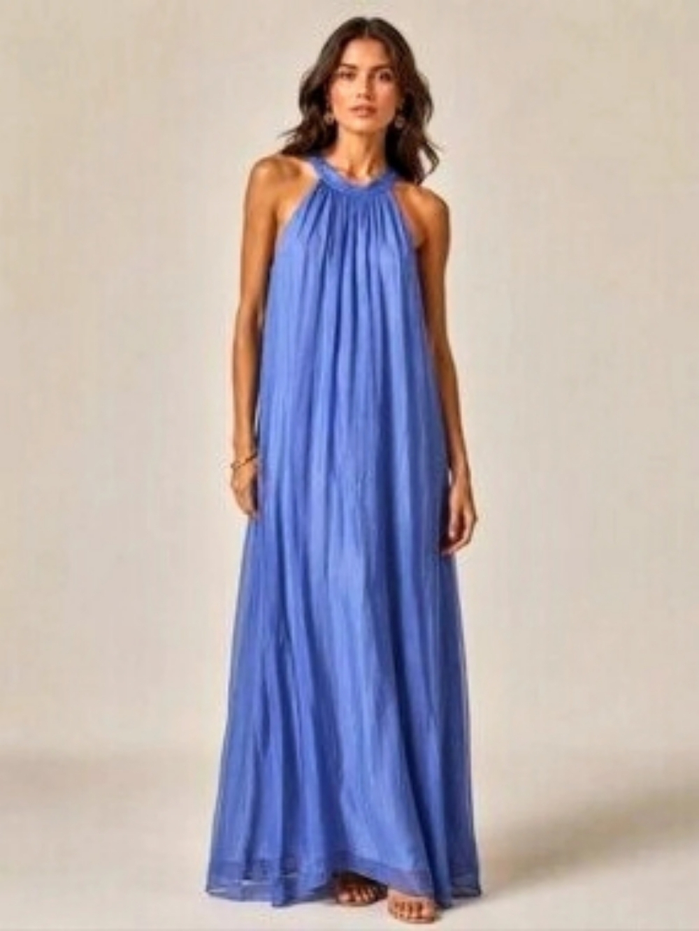Silk Blend Blue Maxi Dress NWT Rosemarine Made In Italy